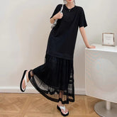 Loose Long Dresses Robe Elbise Short Sleeve