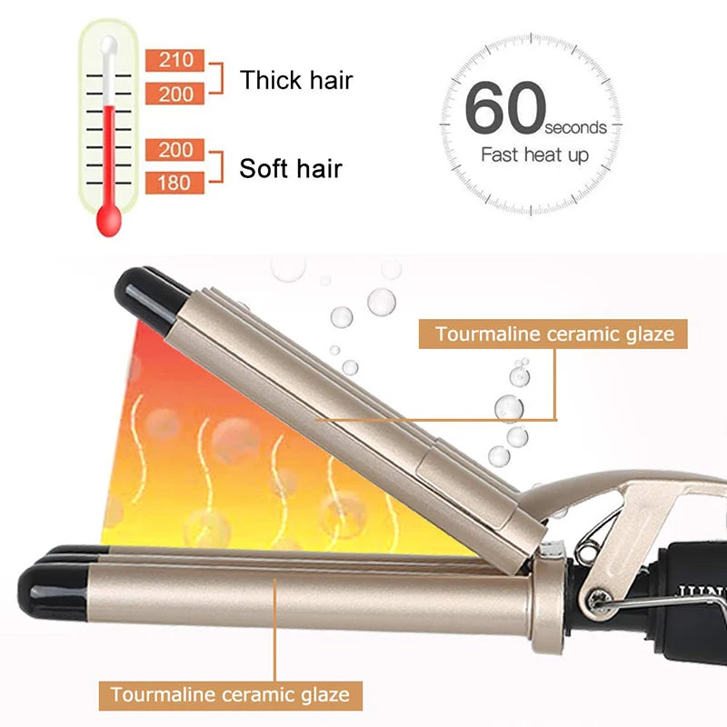 3 in 1 Deep Reversible Big and small wave styles Waver Curling iron