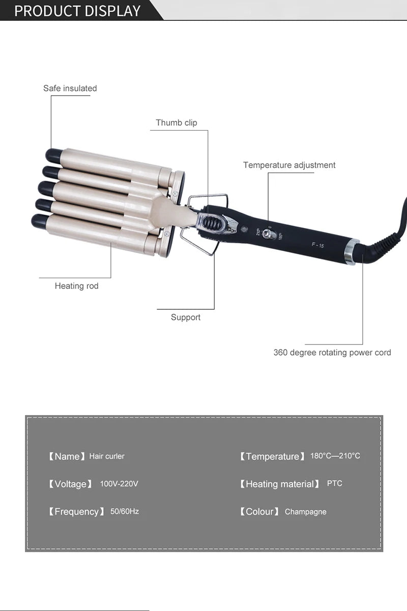 3 in 1 Deep Reversible Big and small wave styles Waver Curling iron