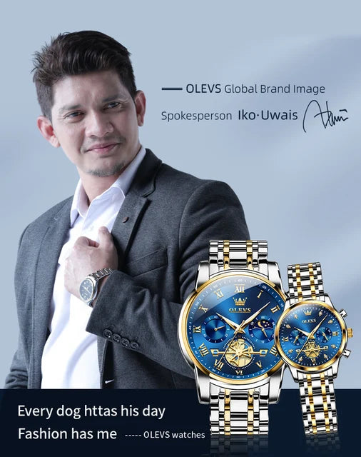 OLEVS Quartz Couple Watch Luxury Brand Waterproof Lunar