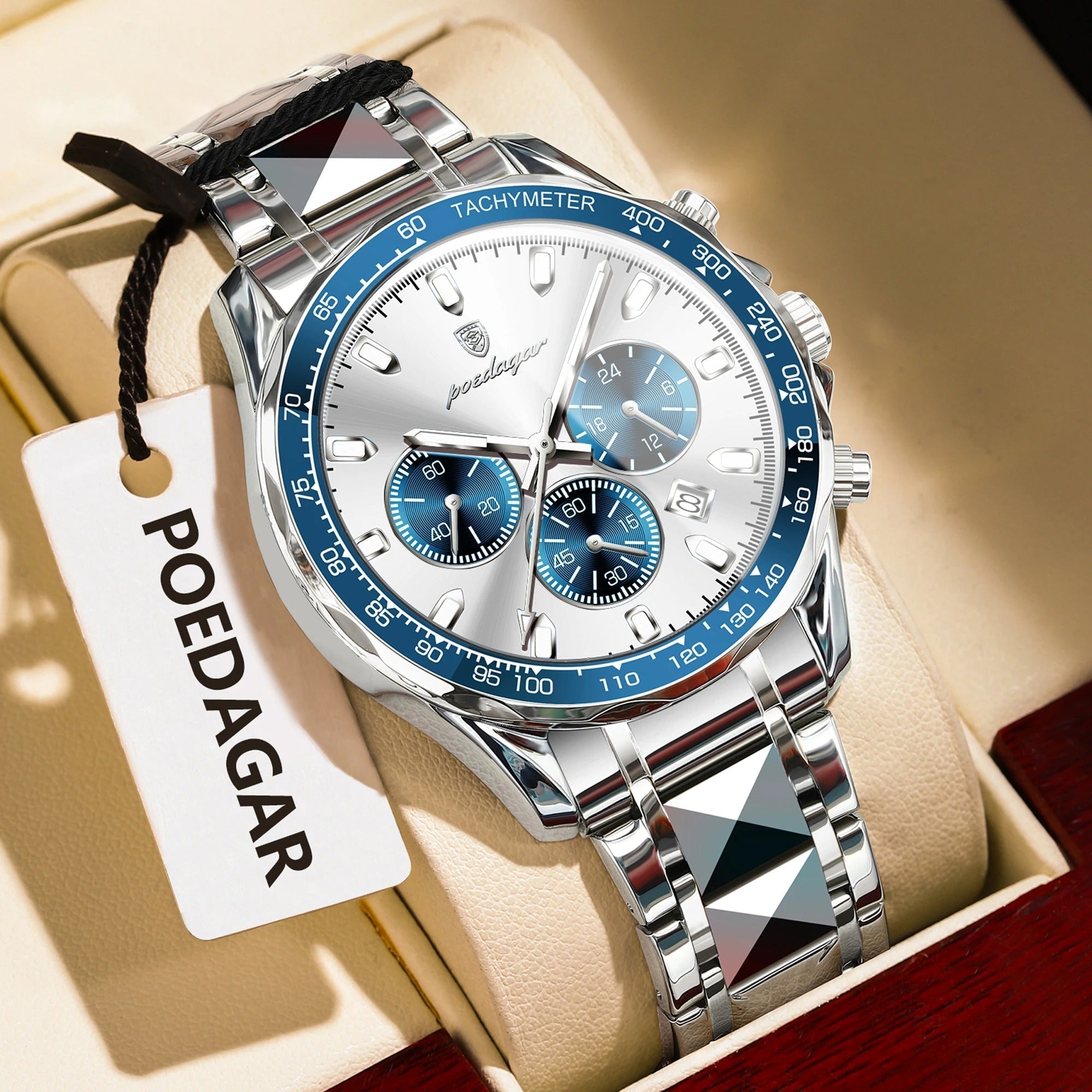 POEDAGAR Fashion Brand Men Watch Waterproof Stainless Steel